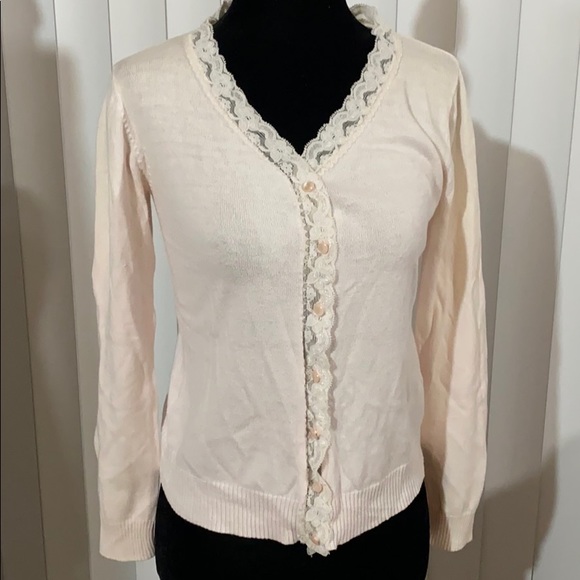 Sweaters 218 Baby Pink Cardigan With Lace Collar Poshmark